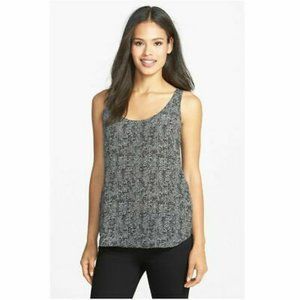 Eileen Fisher Black Roadster Print Silk Crepe Top